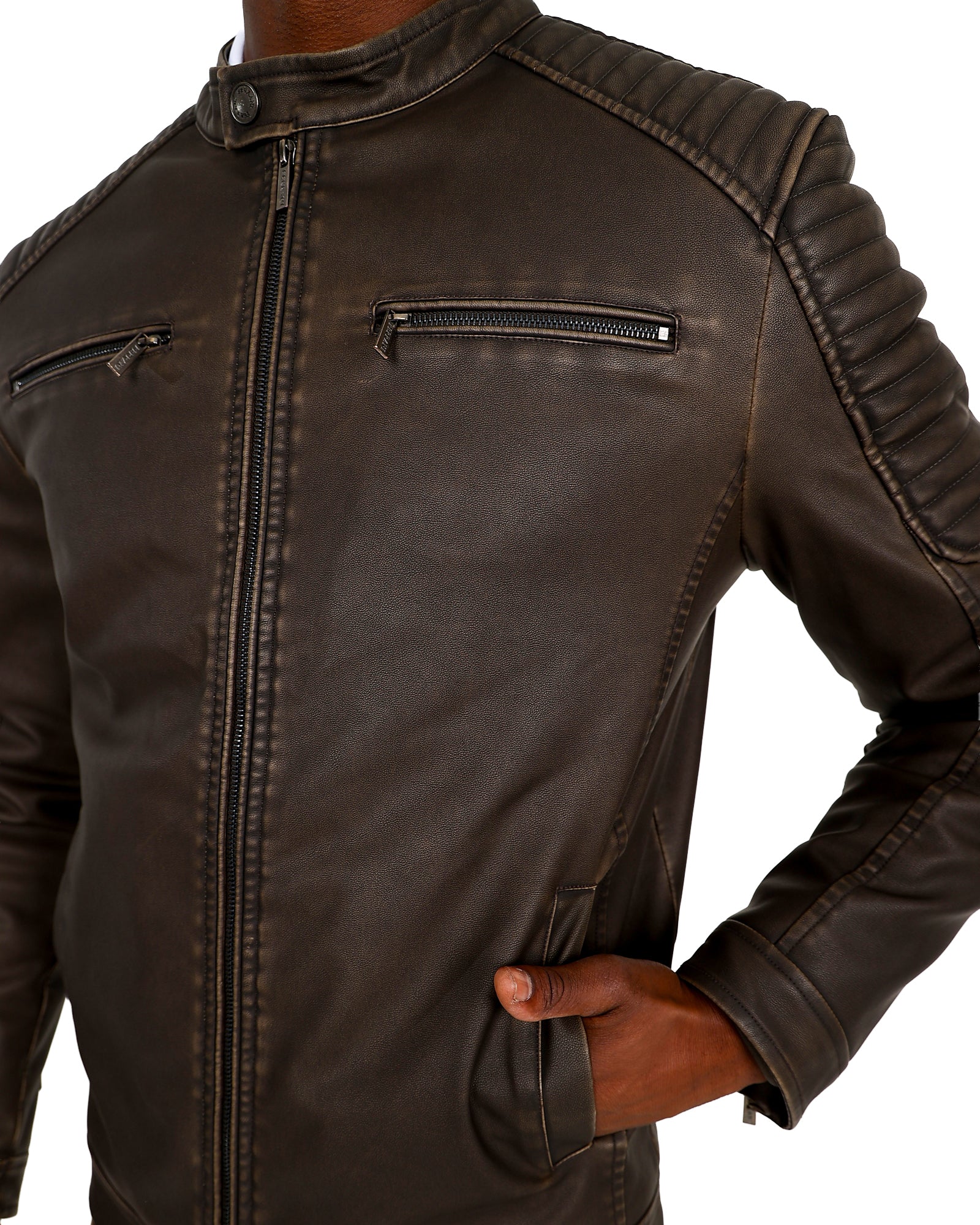 Ferrani Brown Vintage Inspired Biker Jacket