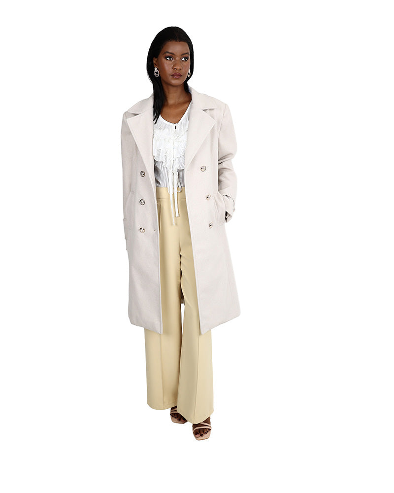Natural Double Breasted Melton Coat