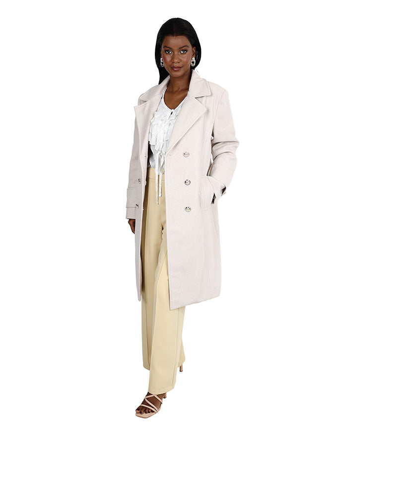 Natural Double Breasted Melton Coat