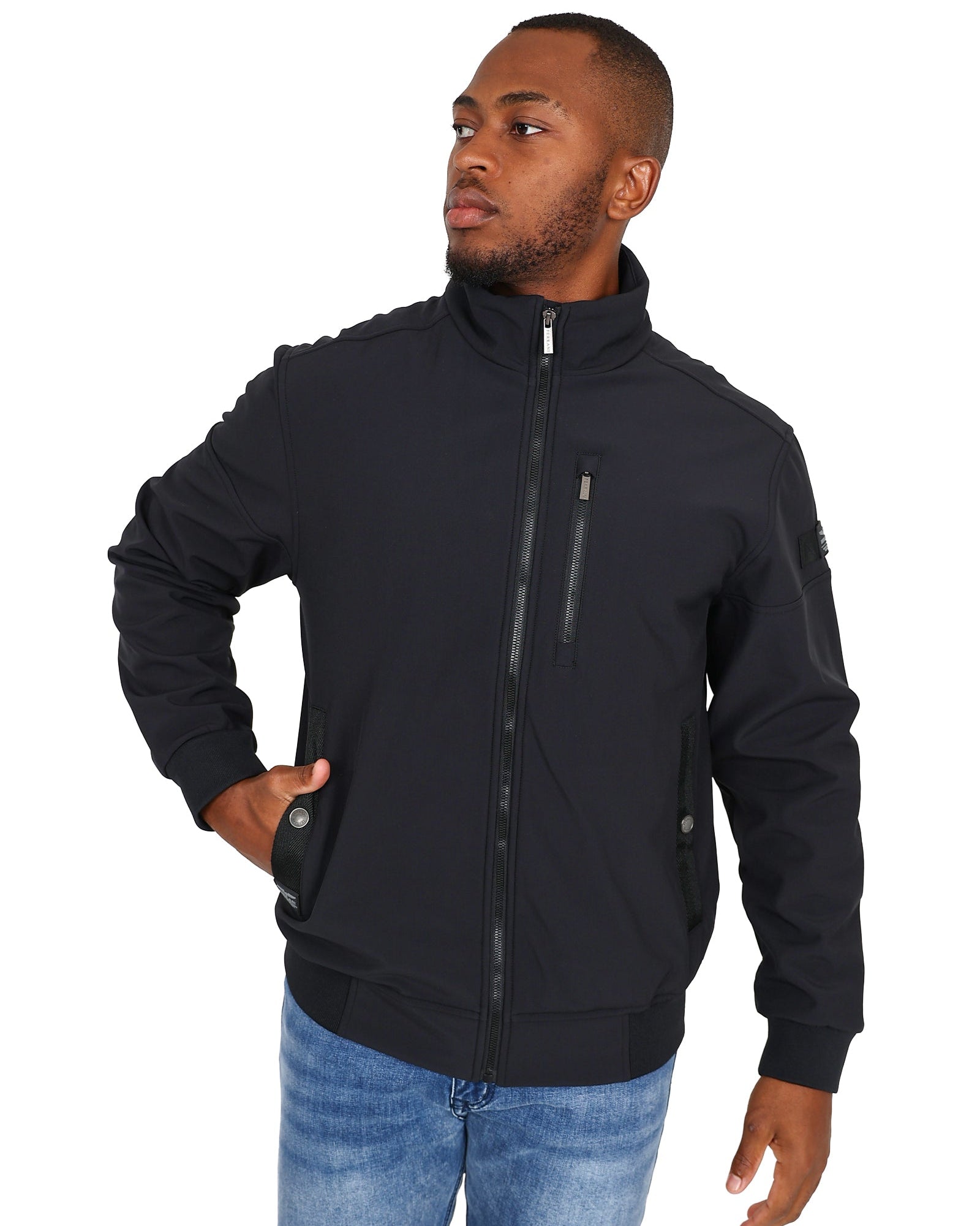 Ferrani Black 4-Way Stretch Zip Through Softshell Jacket