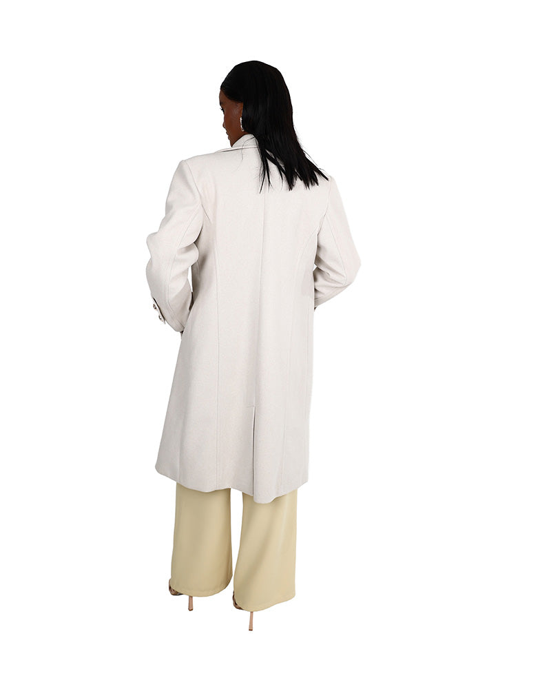 Natural Double Breasted Melton Coat