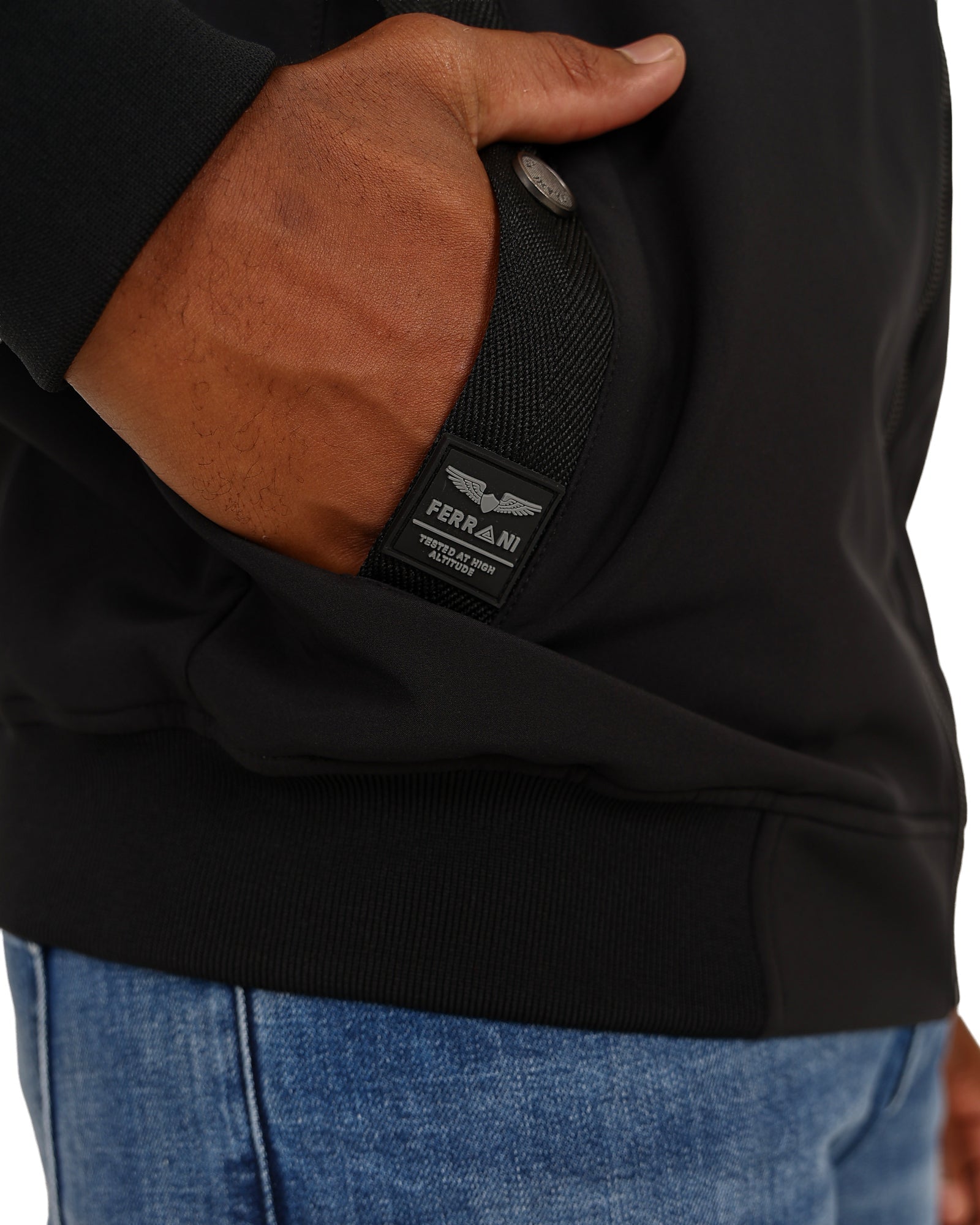 Ferrani Black 4-Way Stretch Zip Through Softshell Jacket