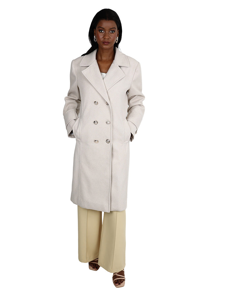 Natural Double Breasted Melton Coat