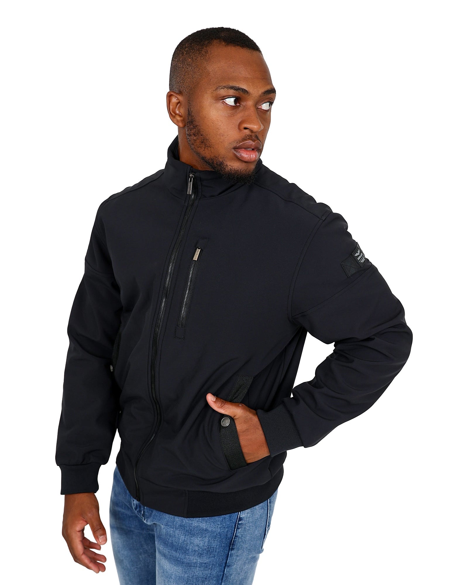Ferrani Black 4-Way Stretch Zip Through Softshell Jacket