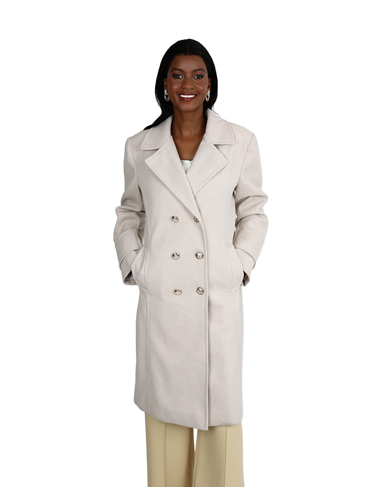 Natural Double Breasted Melton Coat