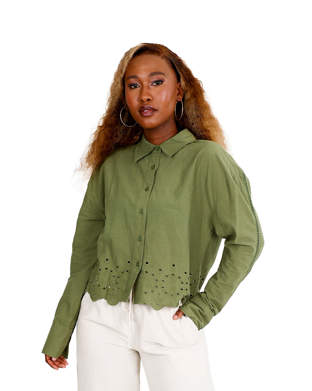 Serena Cut-Out Embroidered Shirt