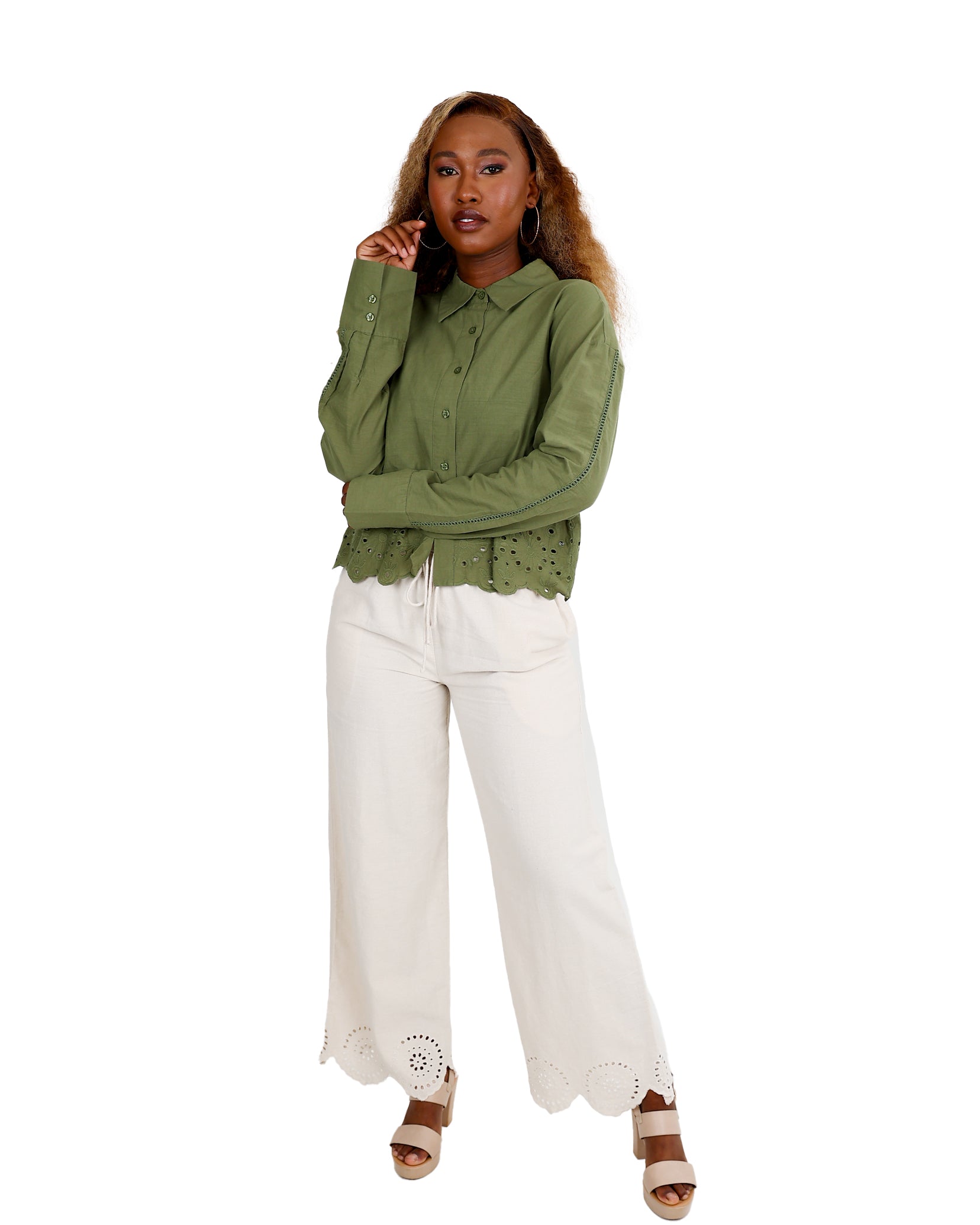 Serena Cut-Out Embroidered Shirt