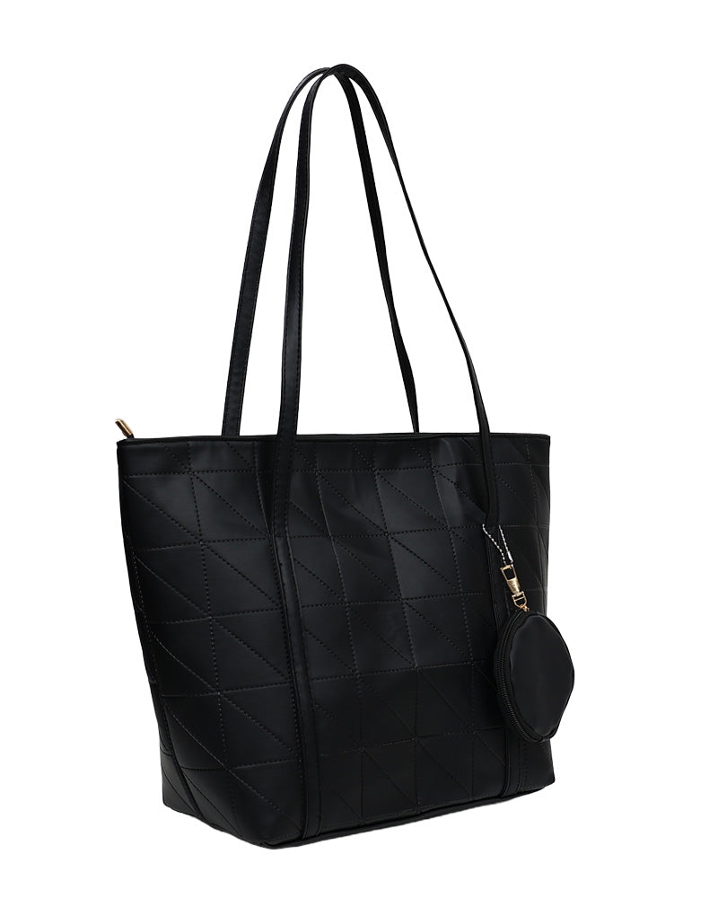 Black Shopper Handbag With Coin Purse