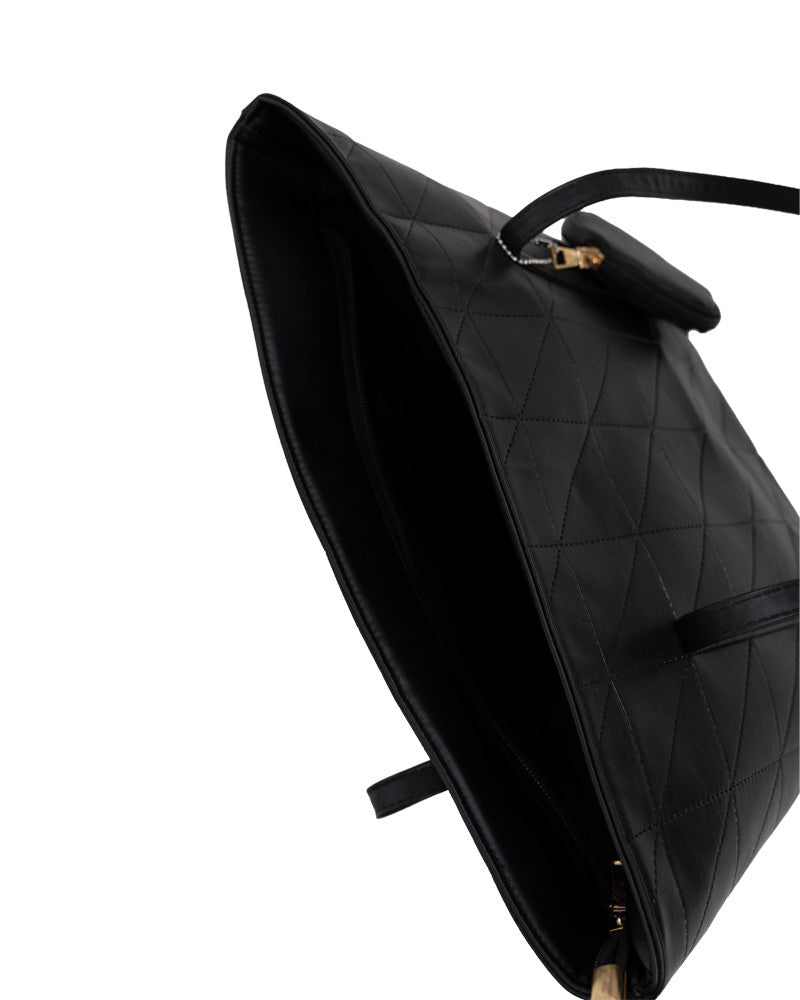 Black Shopper Handbag With Coin Purse