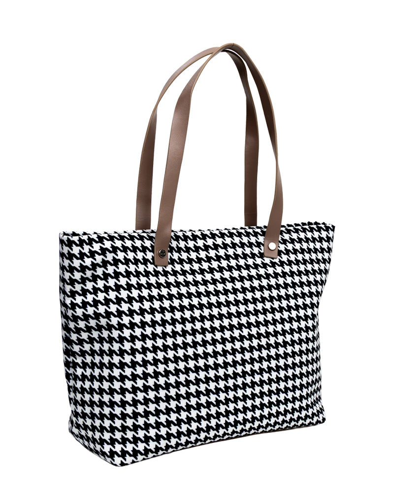 Black & White Houndstooth Shopper Bag
