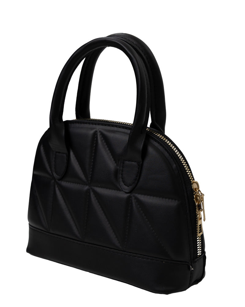 Black Quilted Marcy Dome Crossbody Hangbag