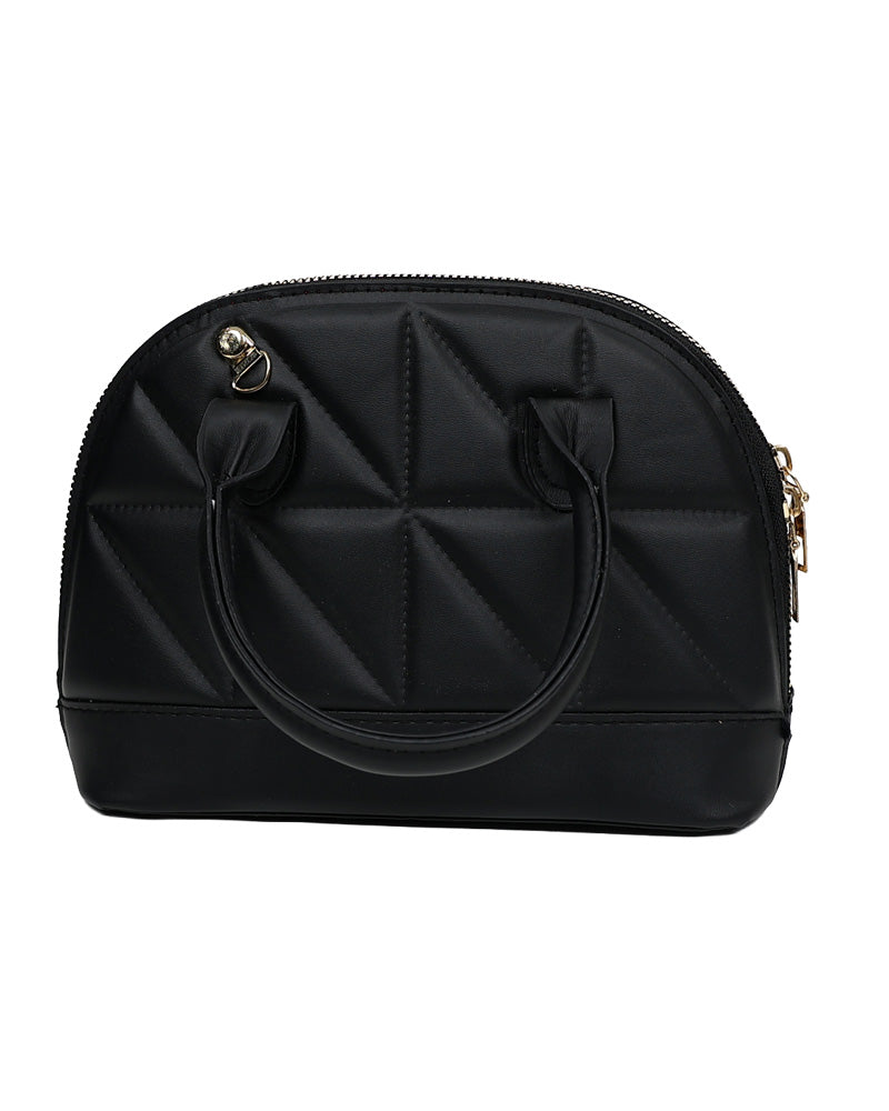 Black Quilted Marcy Dome Crossbody Hangbag