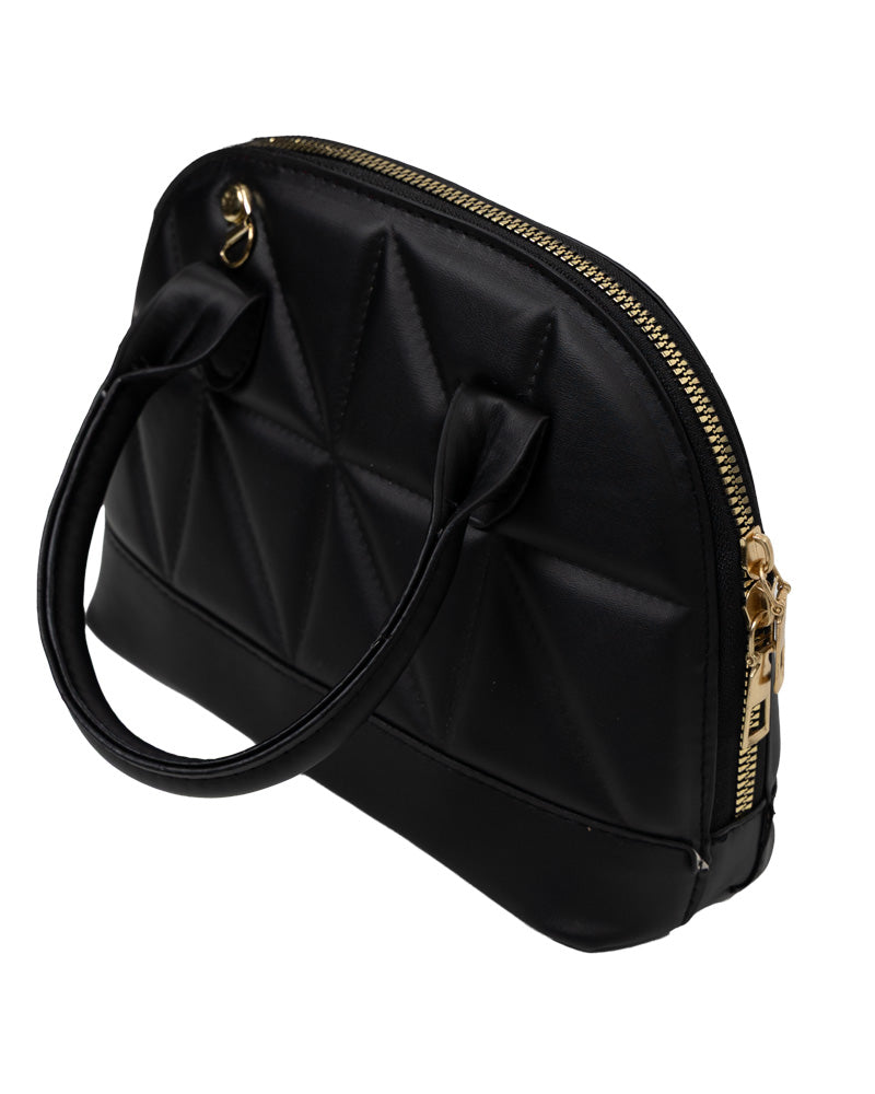 Black Quilted Marcy Dome Crossbody Hangbag