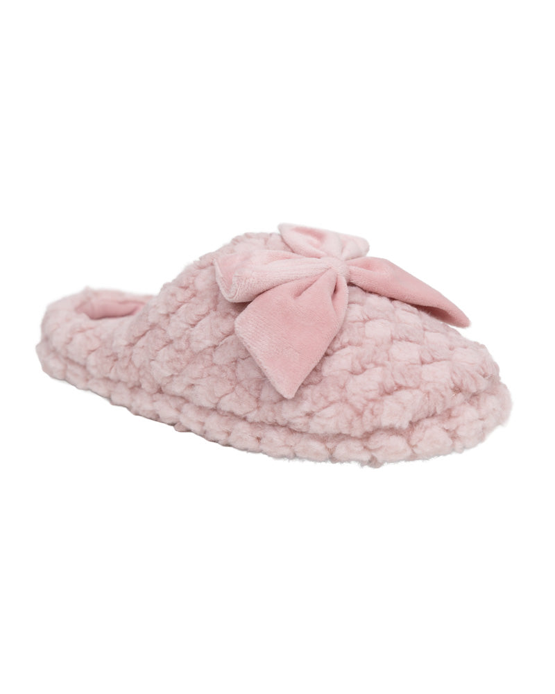 Bow Plush Pink Push-In Slipper
