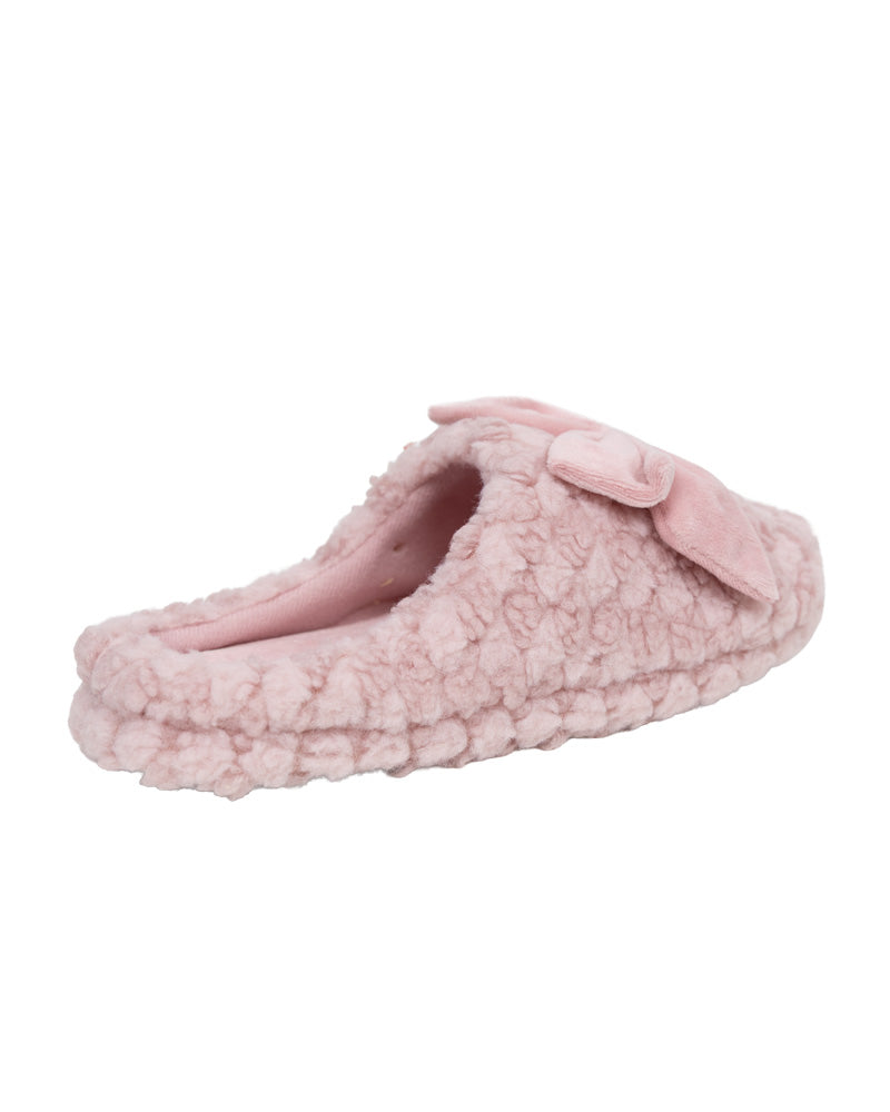 Bow Plush Pink Push-In Slipper