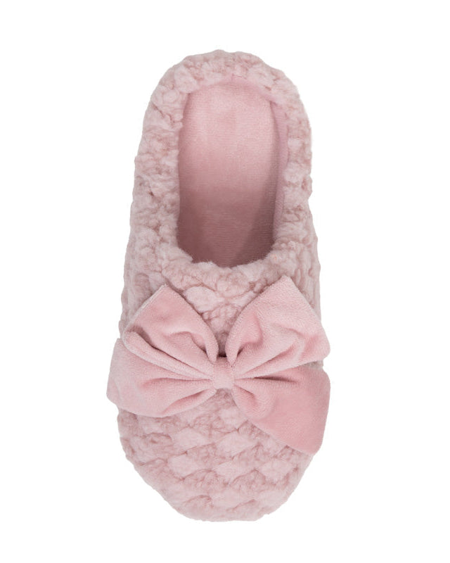 Bow Plush Pink Push-In Slipper