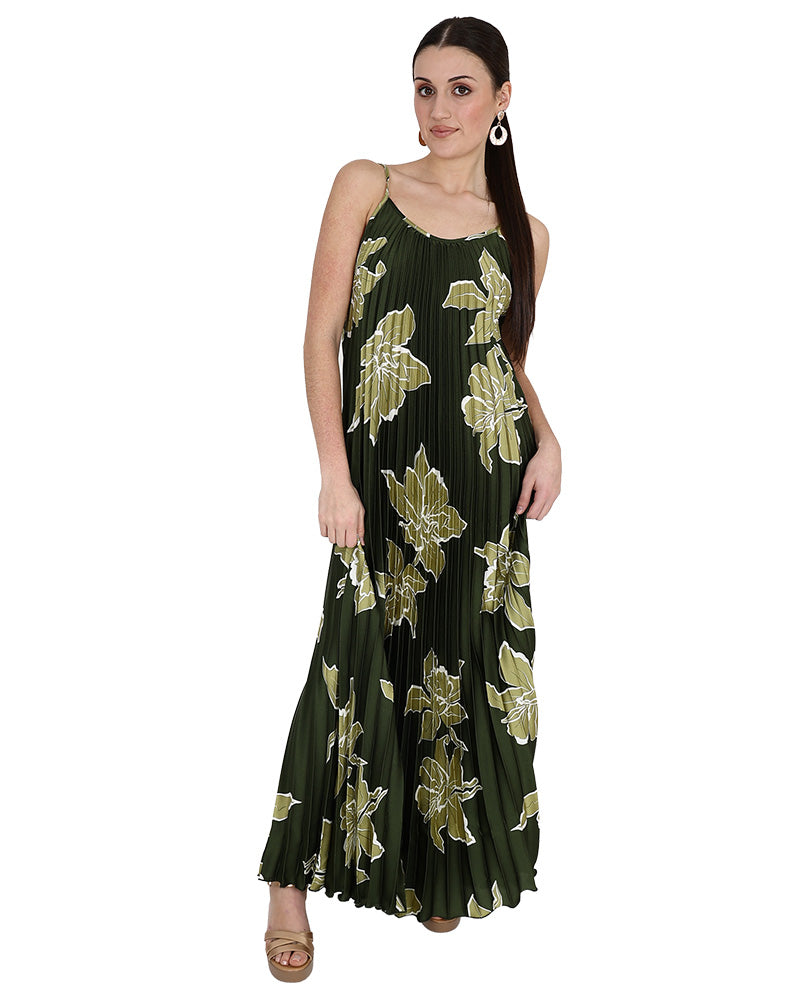 Strappy Pleated Maxi Dress