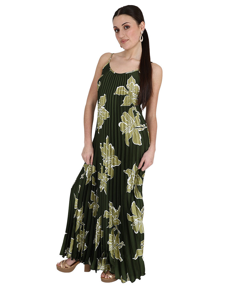 Strappy Pleated Maxi Dress