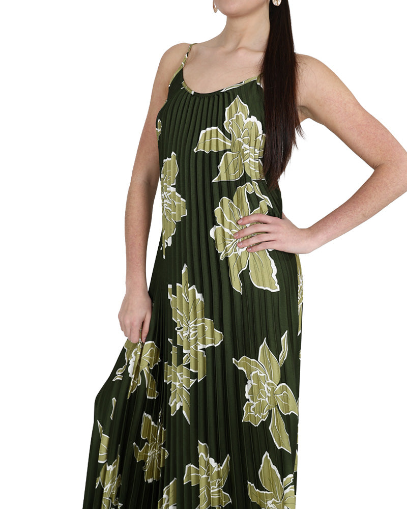 Strappy Pleated Maxi Dress