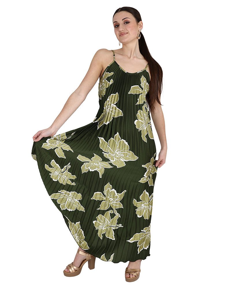 Strappy Pleated Maxi Dress