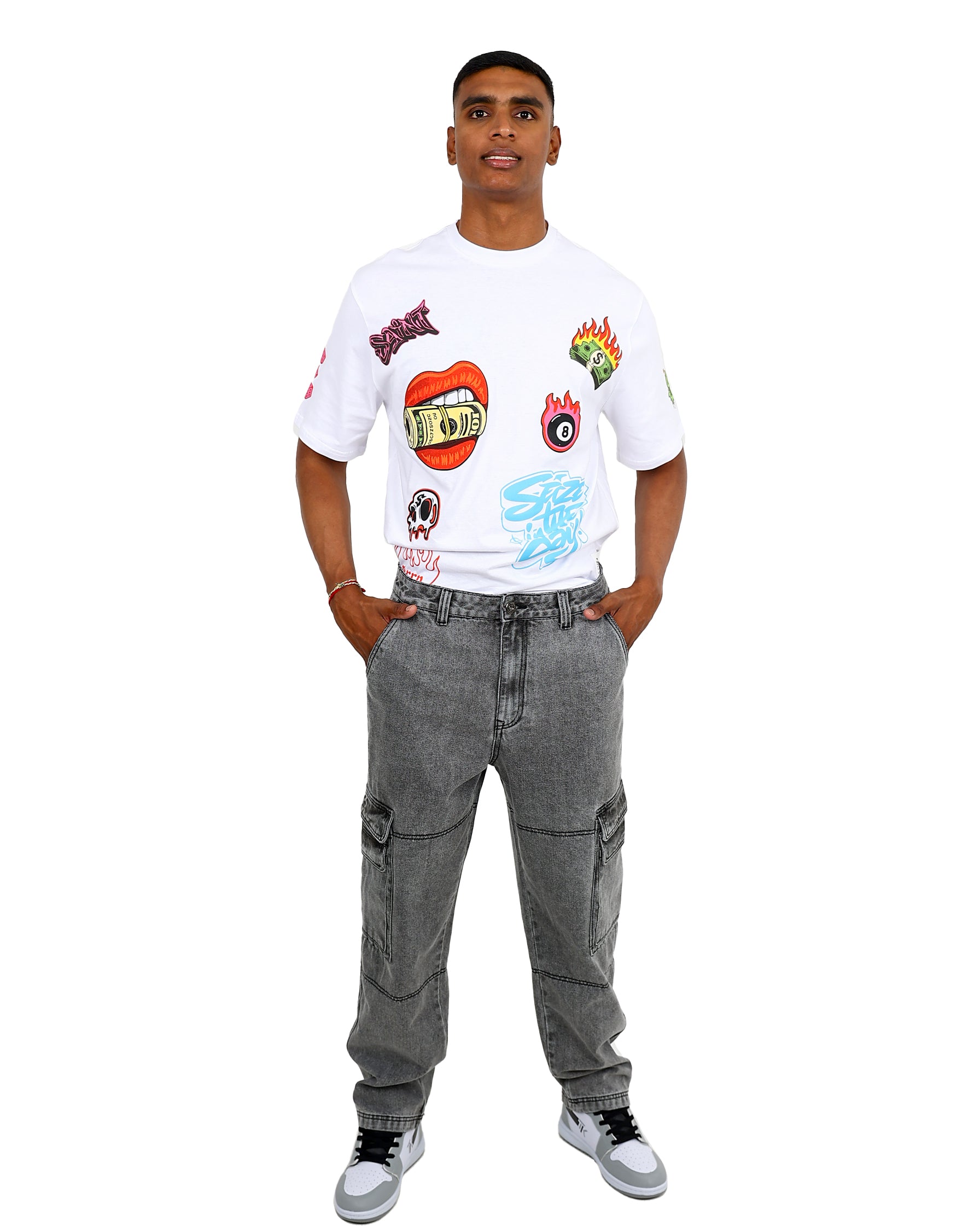 Dark Grey Relaxed Fit Cargo Jeans