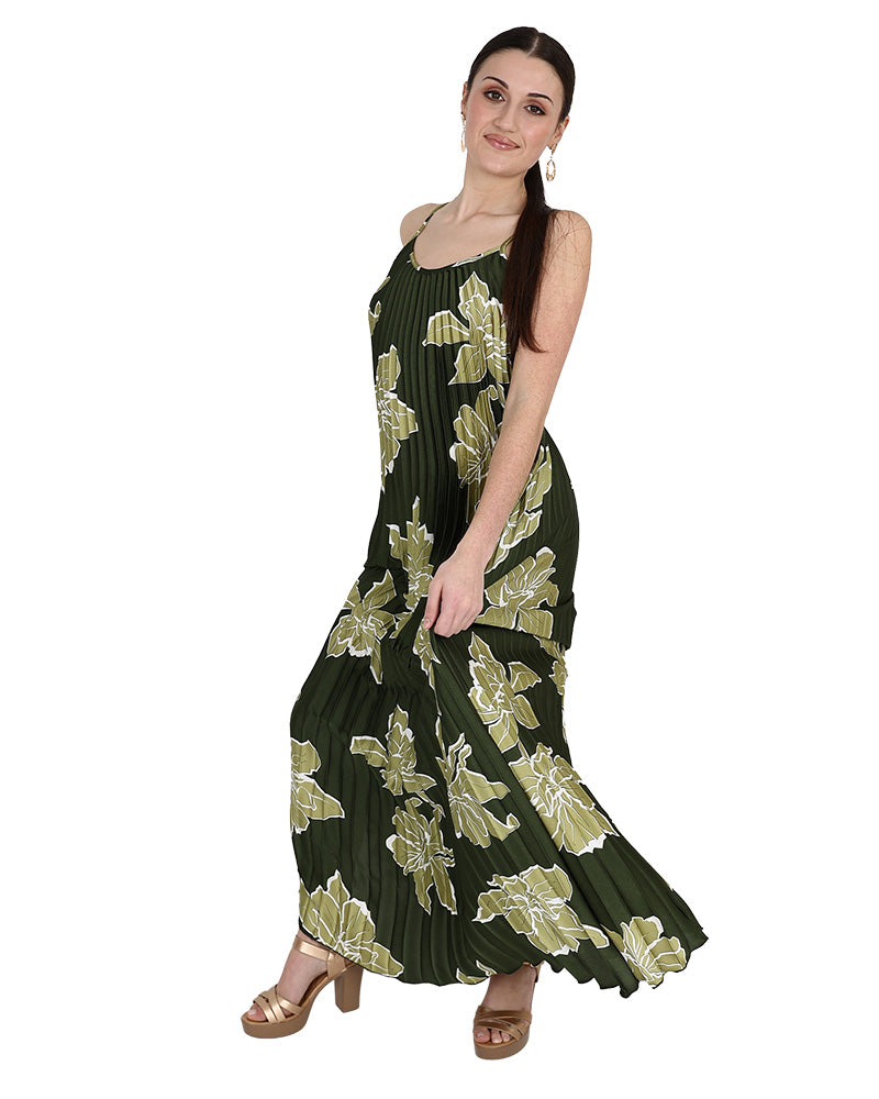 Strappy Pleated Maxi Dress