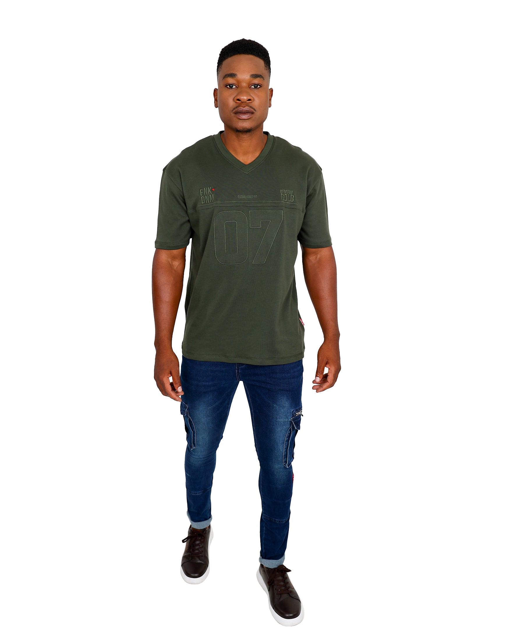 Funk Embroidered Jacquard Olive T-Shirt
