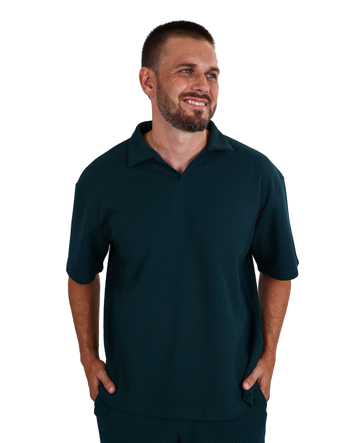 Short Sleeve Bottle Green Textured Golfer