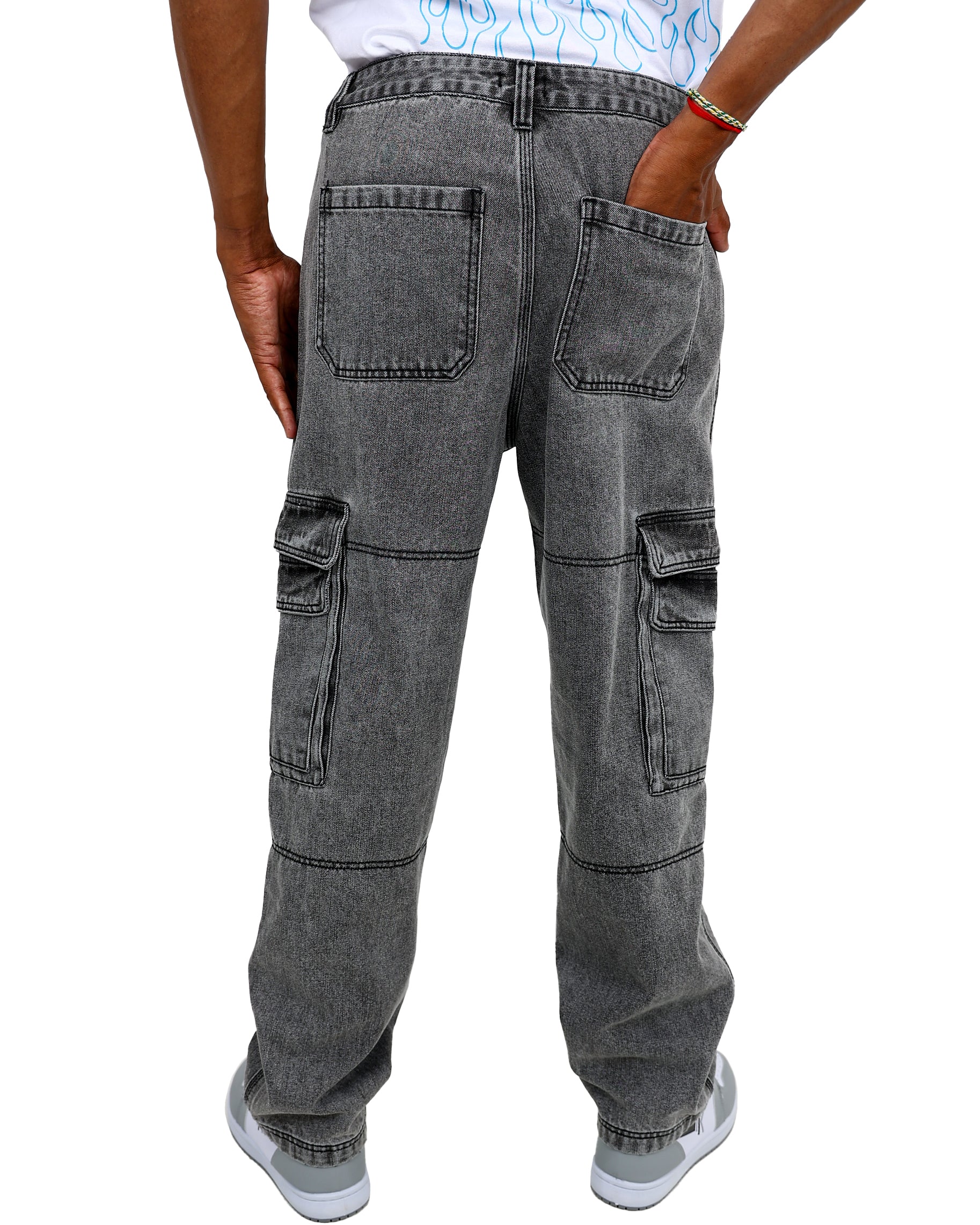 Dark Grey Relaxed Fit Cargo Jeans