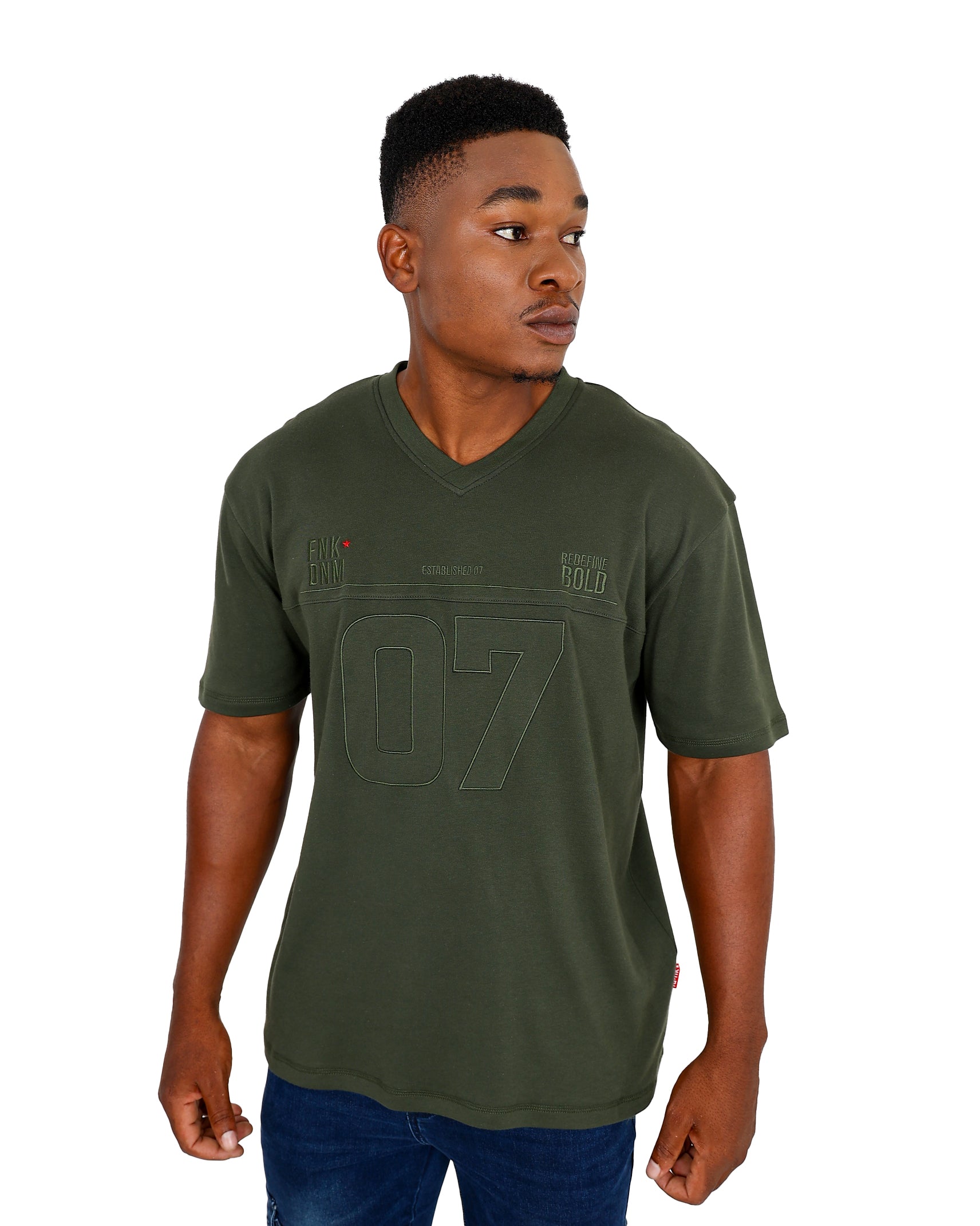 Funk Embroidered Jacquard Olive T-Shirt