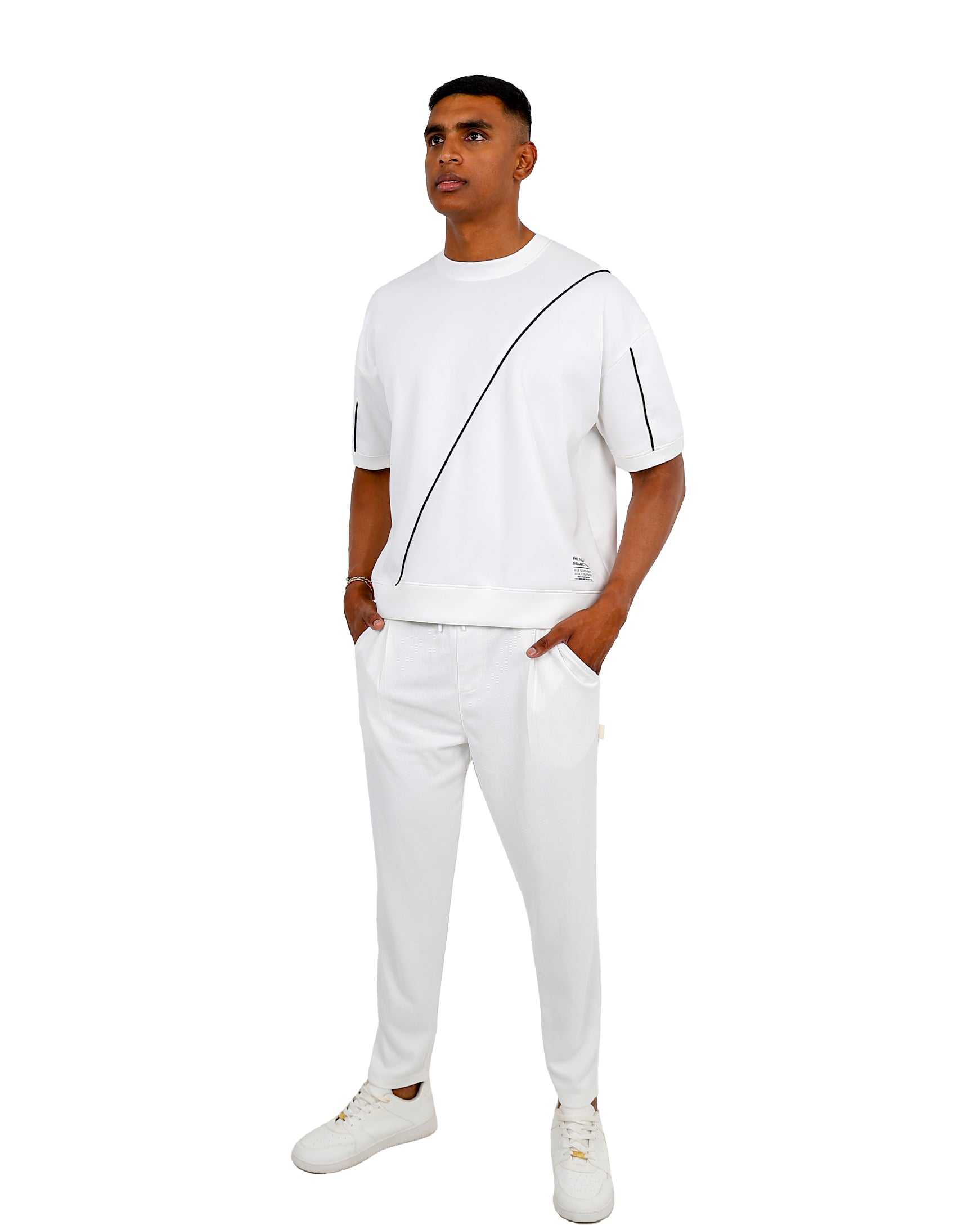 Cream Elasticated Waist Cream Scuba Pants