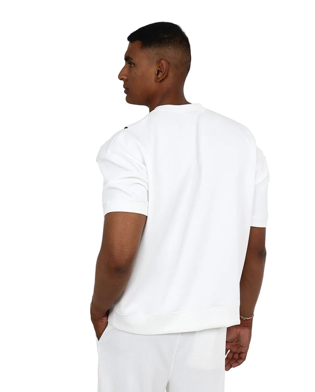 Short Sleeve White Piping Inset Scuba T-Shirt