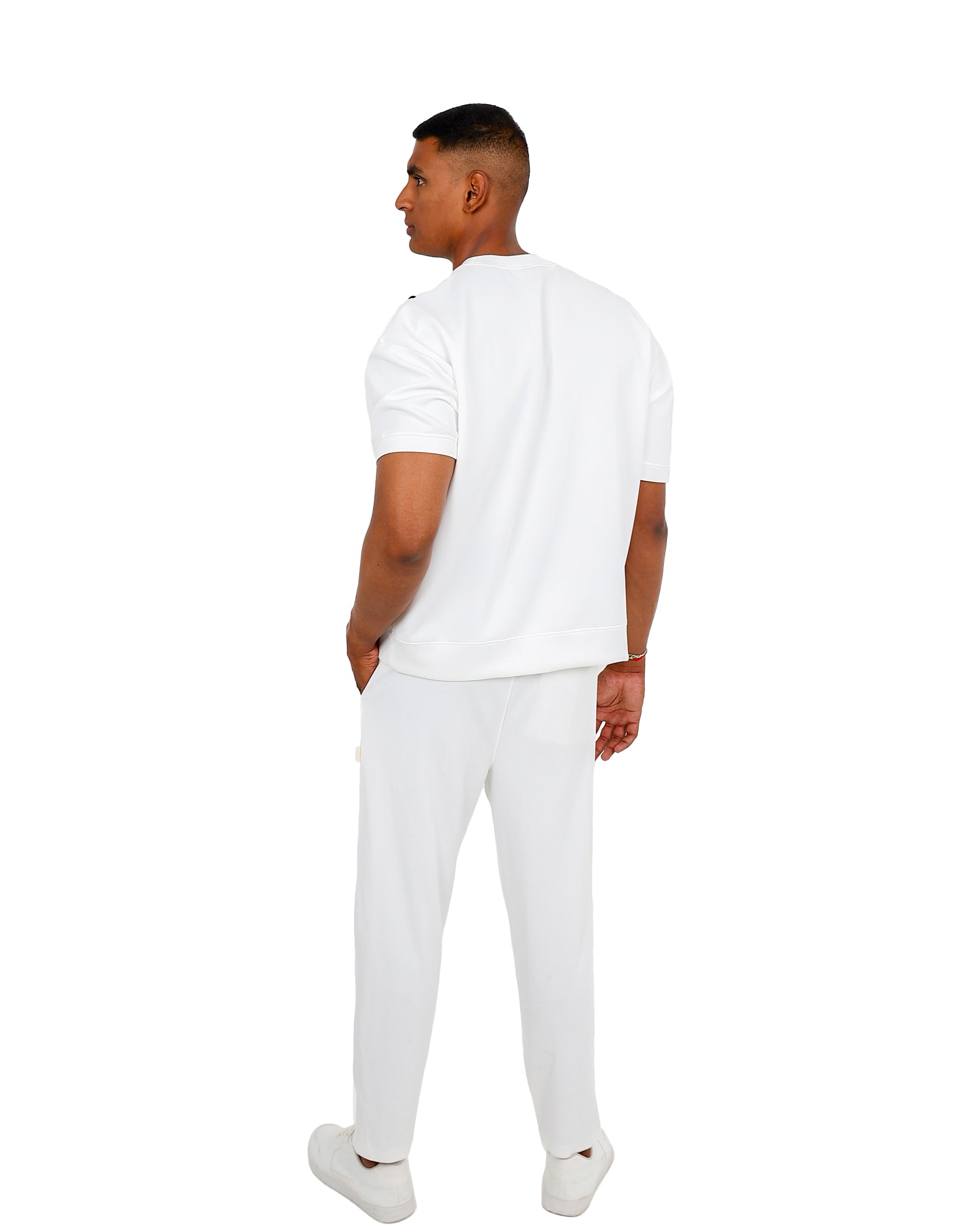 Cream Elasticated Waist Cream Scuba Pants