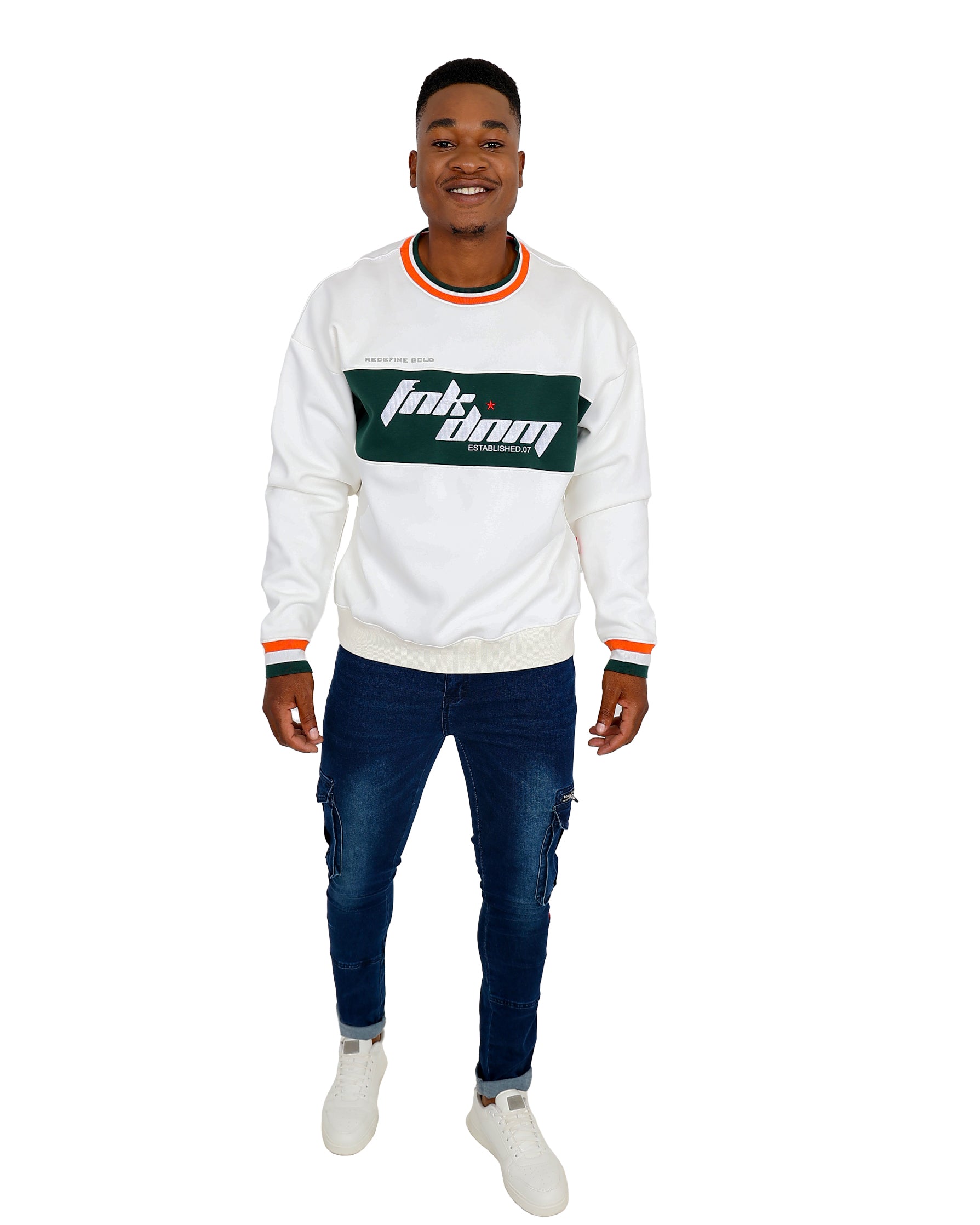 Funk Cream Ringer Colour Inset Sweatshirt