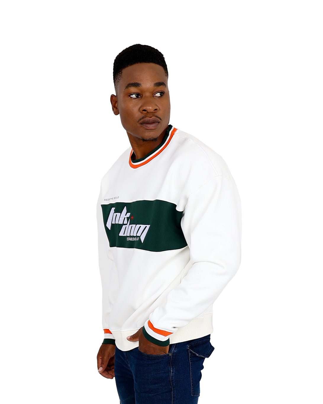 Funk Cream Ringer Colour Inset Sweatshirt