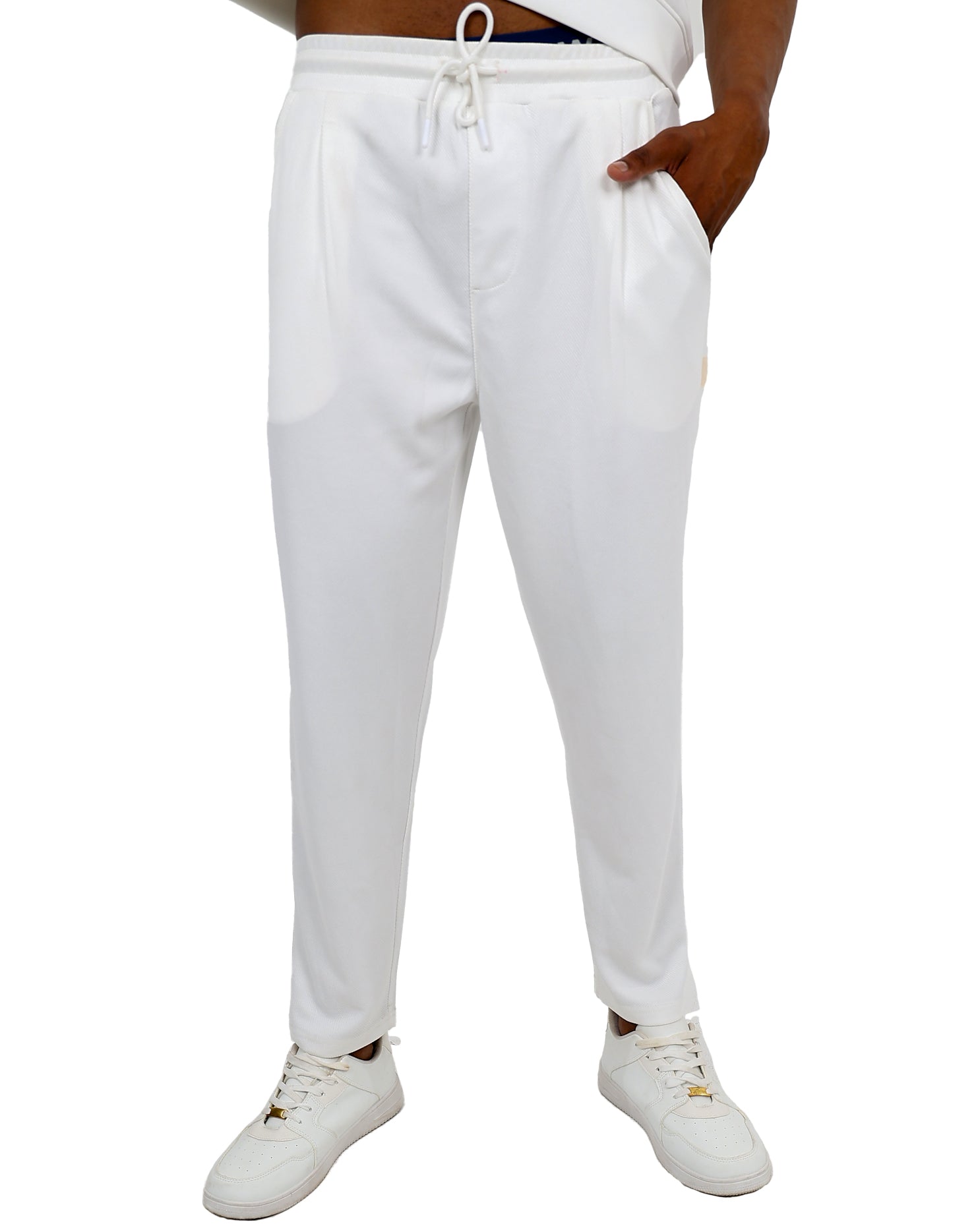 Cream Elasticated Waist Cream Scuba Pants