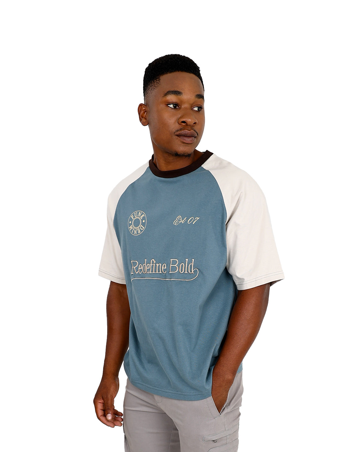 Funk "Redefine Bold" Embroidered Raglan Blue T-Shirt