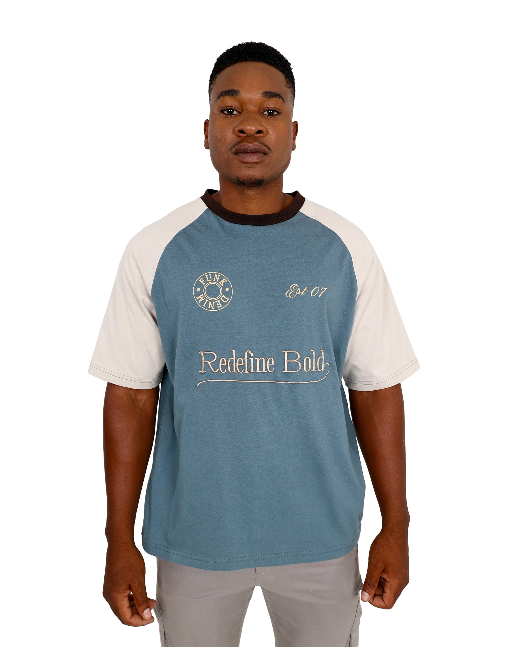 Funk "Redefine Bold" Embroidered Raglan Blue T-Shirt