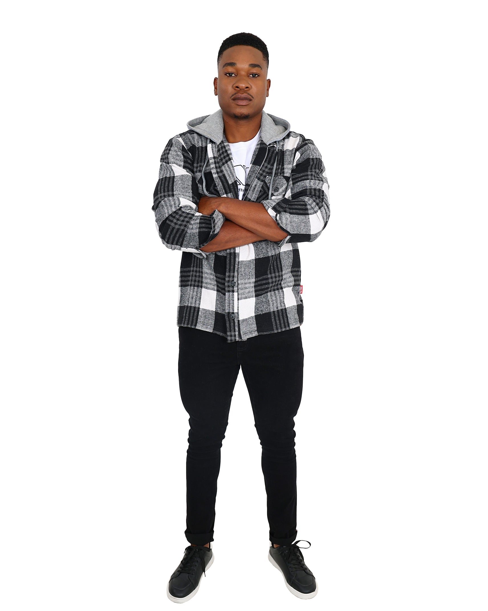 Funk Hooded Brushed Grey Flannel Shacket