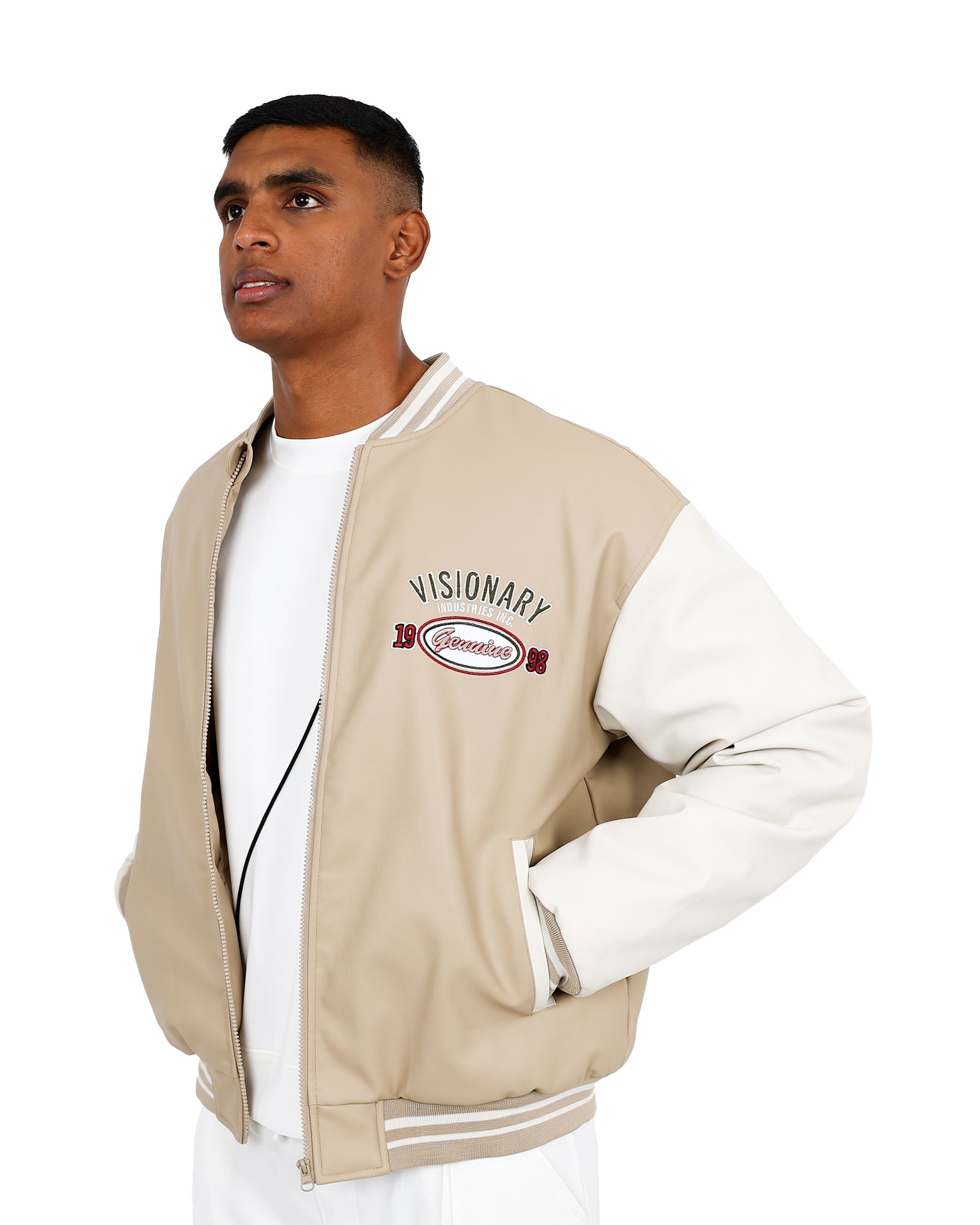 Visionary Stone & Cream Bomber Jacket