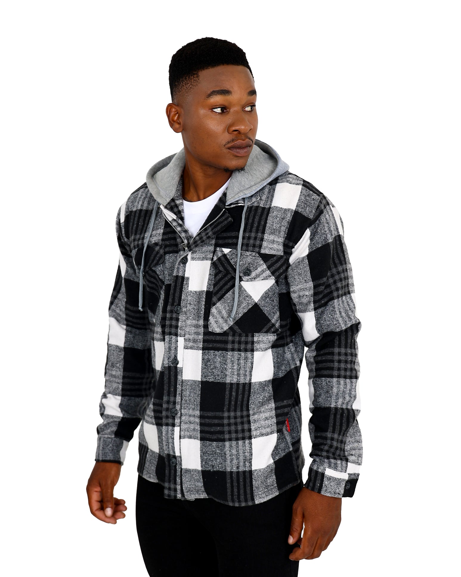 Funk Hooded Brushed Grey Flannel Shacket