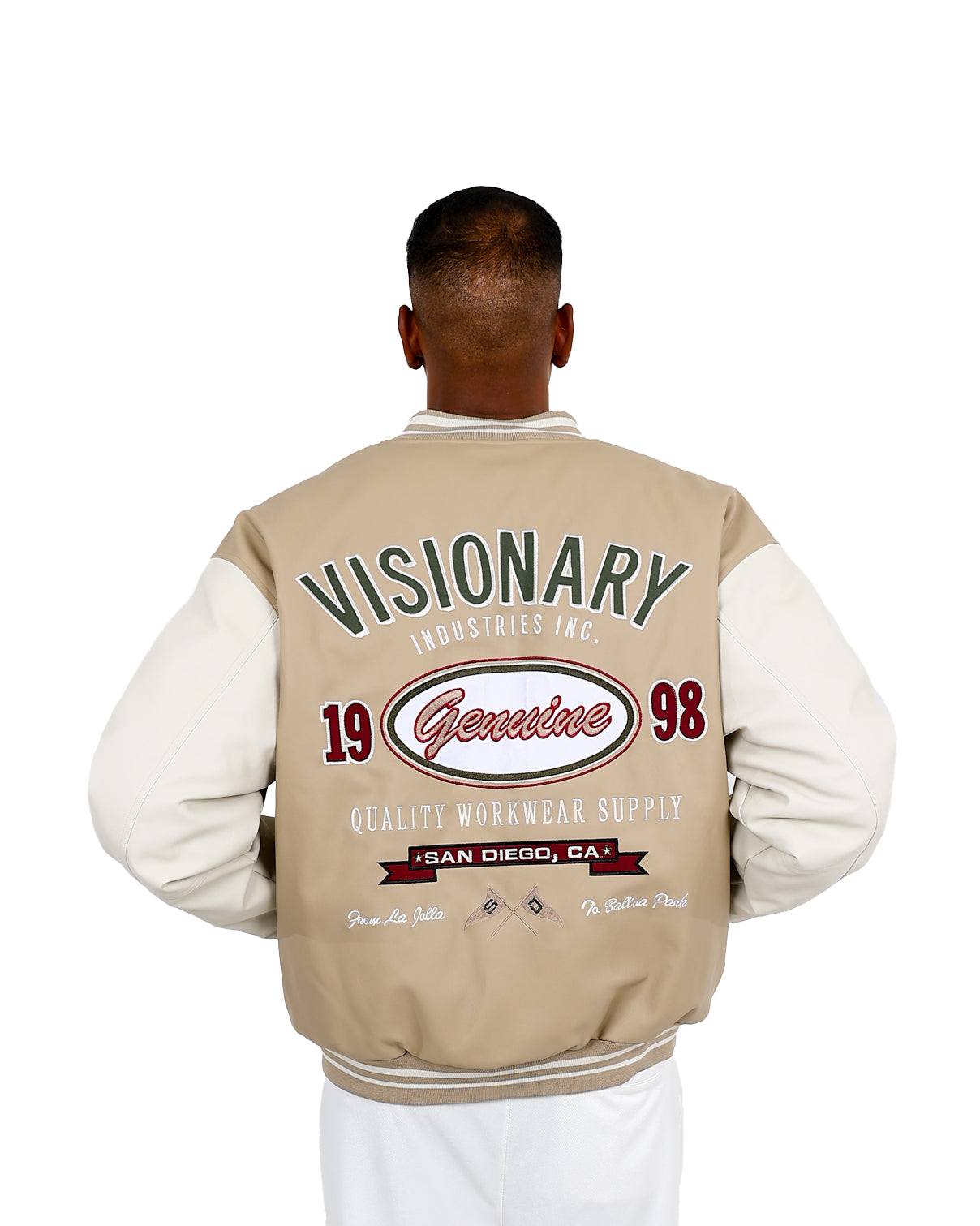 Visionary Stone & Cream Bomber Jacket