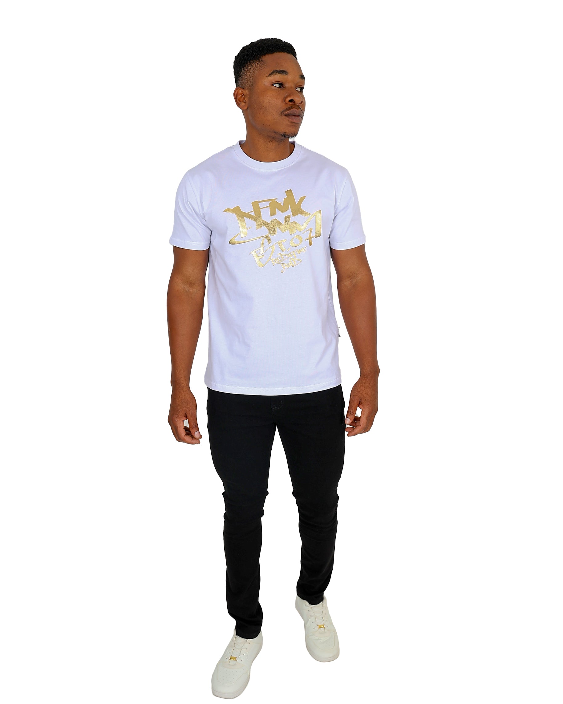 Funk Short Sleeve White 3D Gold Foiled T-Shirt