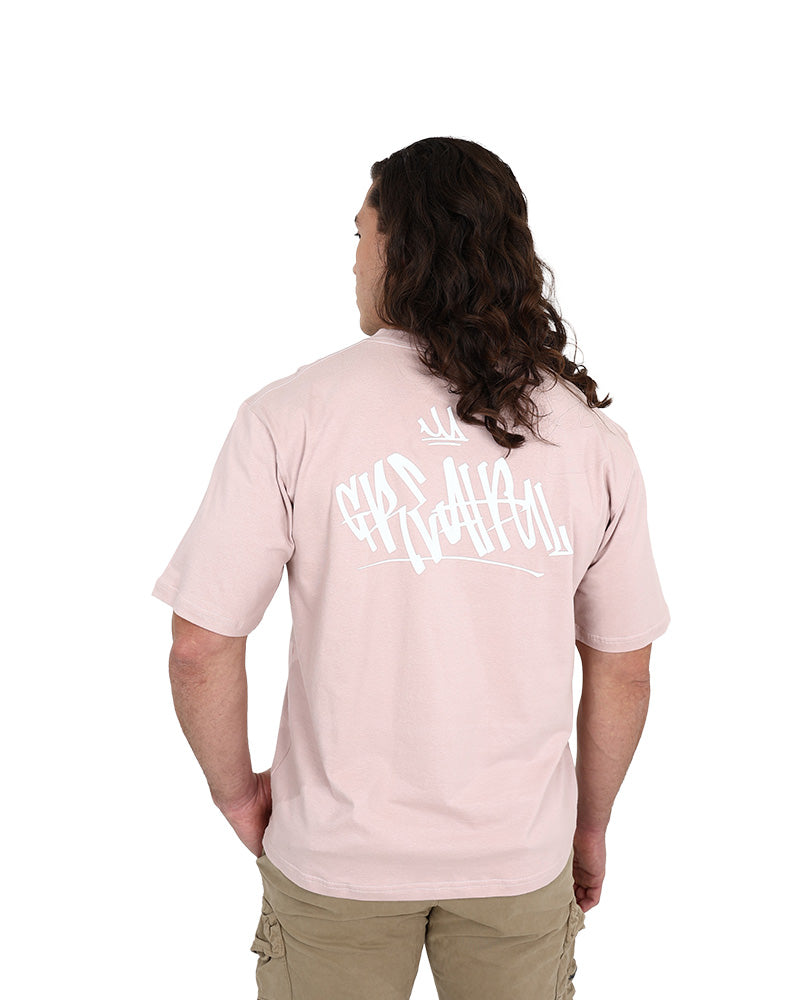 Short Sleeve Pink Graffiti Embroidered T-Shirt