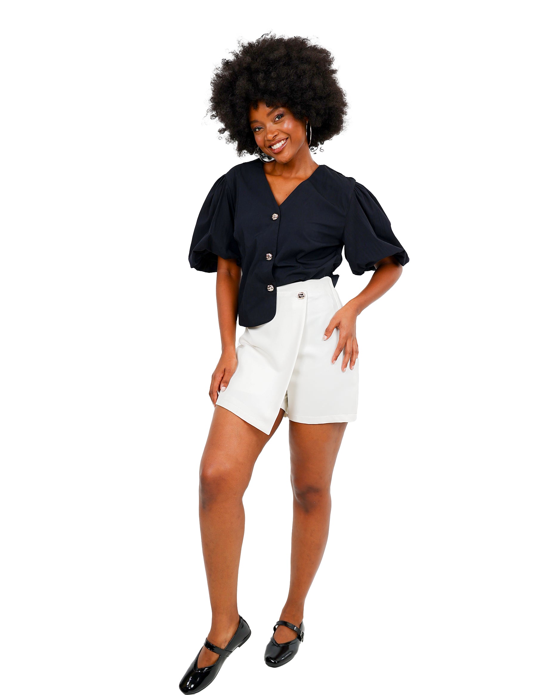 Cream Mock Wrap Skort