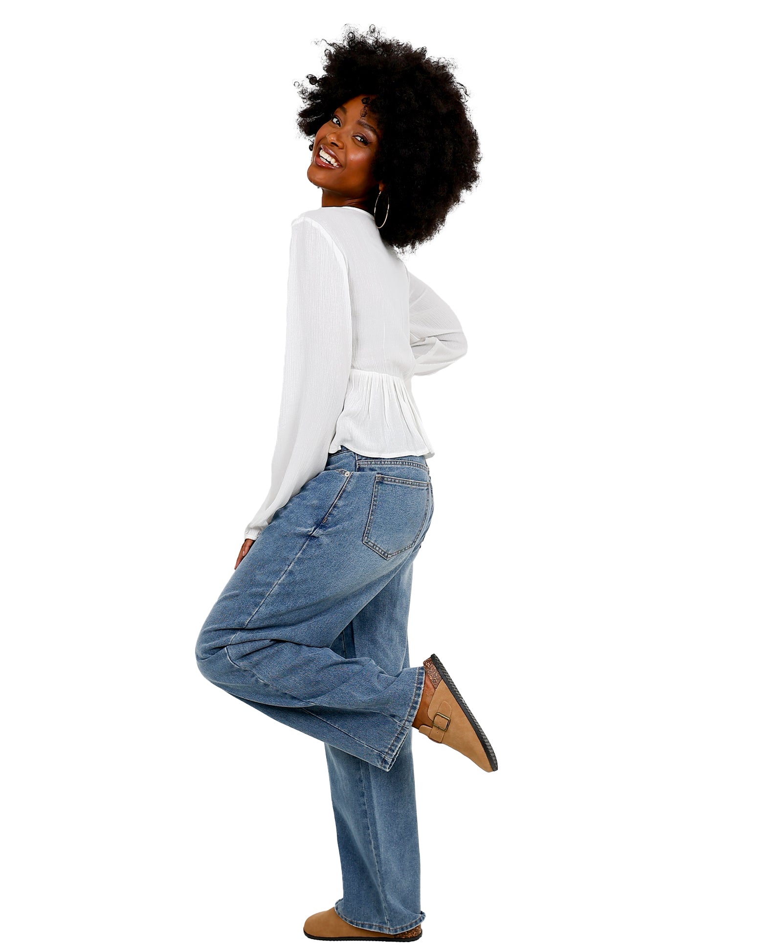 Medium Indigo Barrel Leg Denim