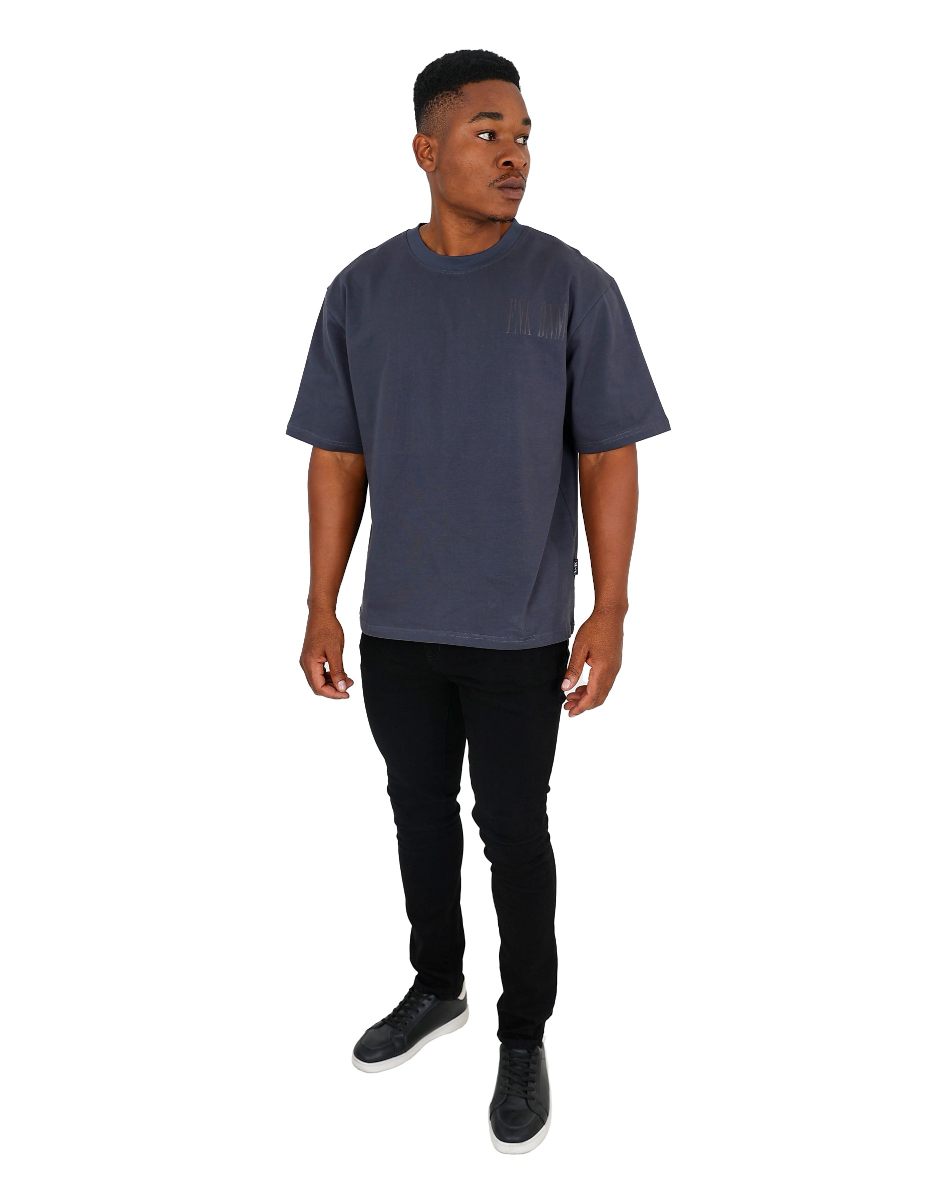 Funk Short Sleeve Charcoal Appliqued Oversized T-Shirt