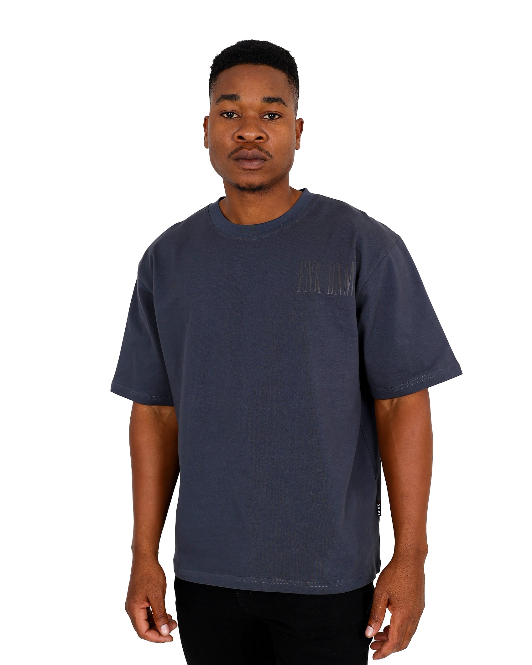 Funk Short Sleeve Charcoal Appliqued Oversized T-Shirt