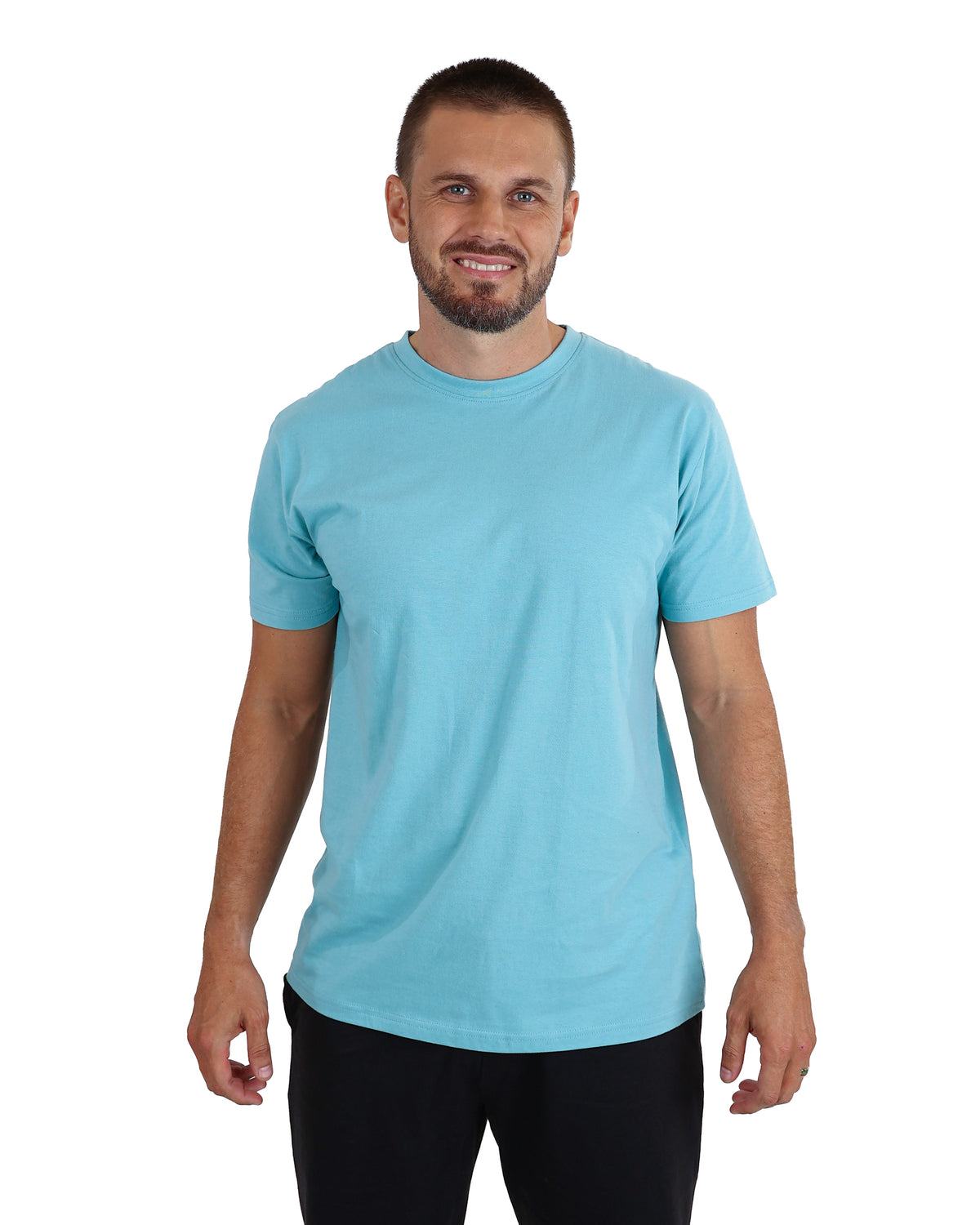 Short Sleeve Aqua Cotton T-Shirt