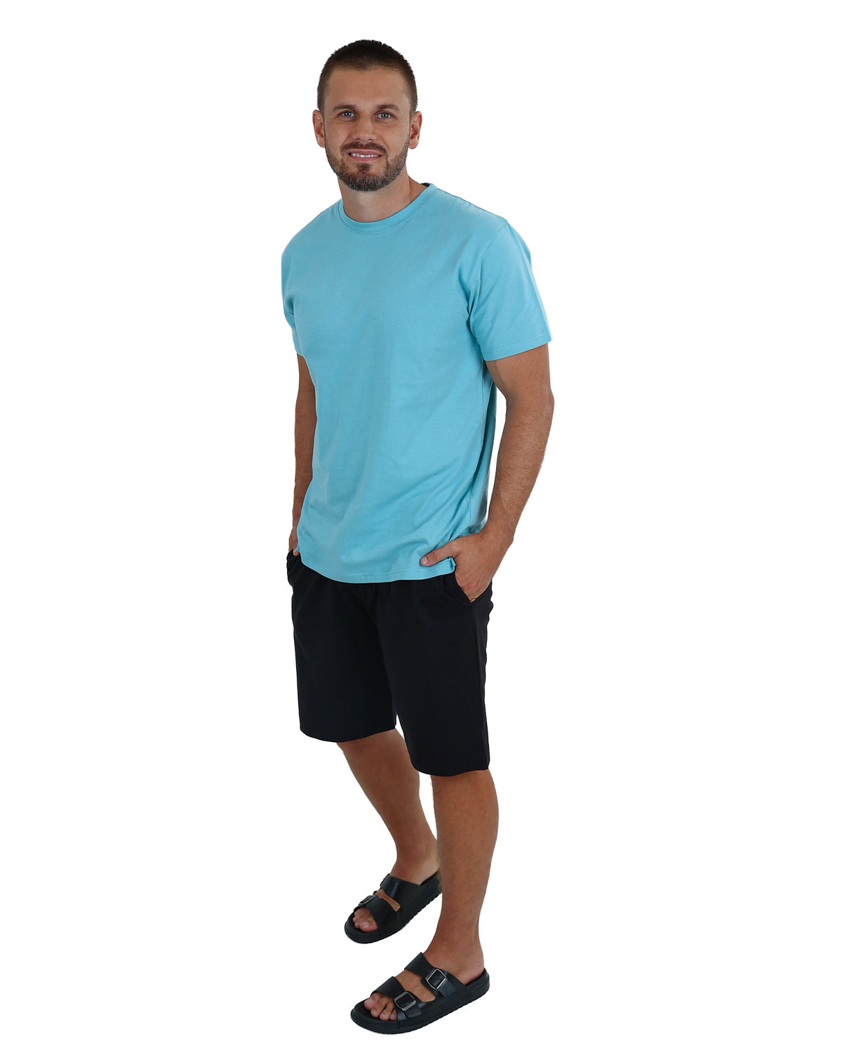 Short Sleeve Aqua Cotton T-Shirt